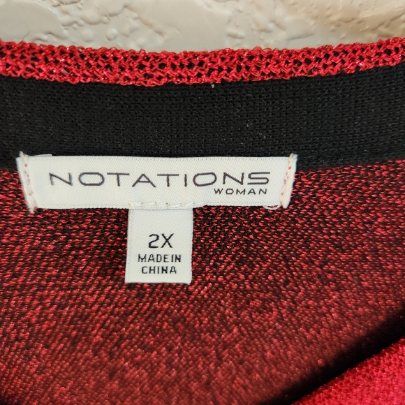 Sparkly Red Metallic NWOT Sweater L)  Holiday Gradient V-Neck Sparkly Size 2X - Picture 6 of 8